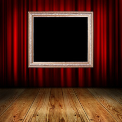 red curtain with vintage frame