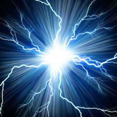 Digital backgroundElectric flash of lightning on a blue backgrou