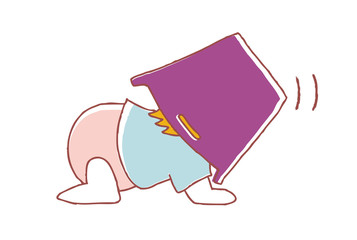 バケツをかぶった子供