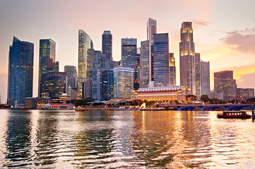 Foto op Plexiglas Singapore bij zonsondergang © joyt