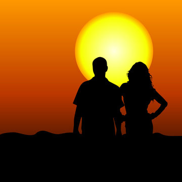 couple in the nature vector illustration