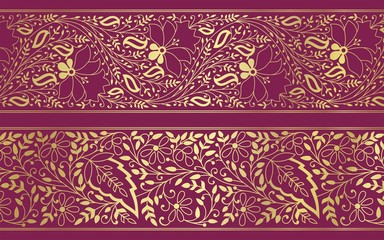 paisley floral border, textile , Rajasthan, royal India