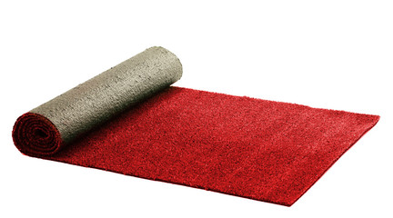 Artificial rolled red grass, isolated on white
