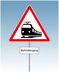 Warnschild.Bahnübergang