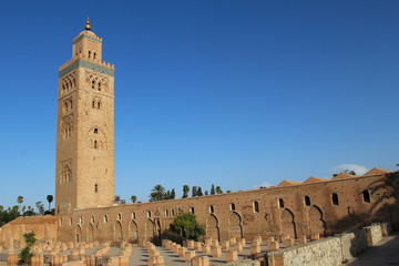 Fototapeta premium Koutoubia Mosque, most famous symbol of Marrakesh city, Morocco.