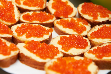 Naklejka na ściany i meble Sandwich with caviar