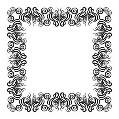 Vintage frame with swirling decorative elements.