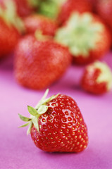 Strawberries on pink background