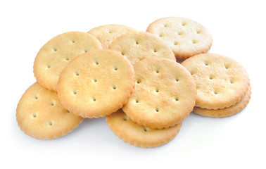 Crackers on white background