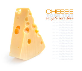 Piece of cheese isolated on white background