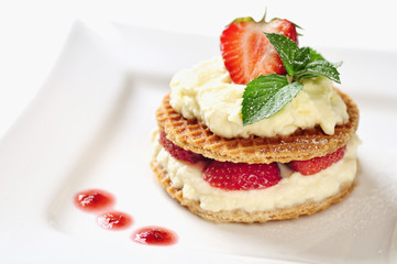 Yoghurt  quark raspberry dessert