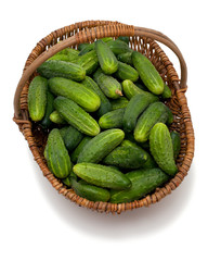 fresh cucumbers in a basket