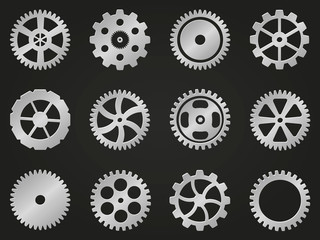 Cogwheels (gear wheels) of different design.