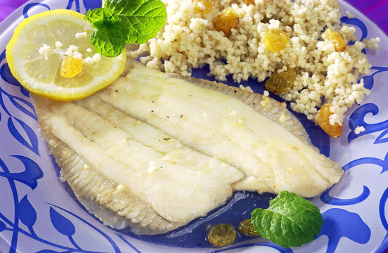 filets de limande et semoule sauce citron