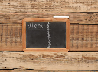 vintage chalkboard menu, free space for your copy, with old wood