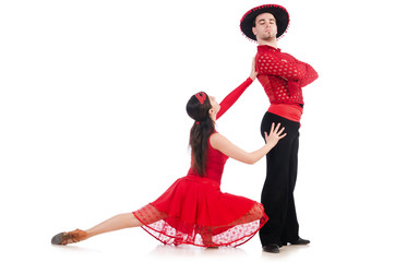Pair of dancers isolated on the white