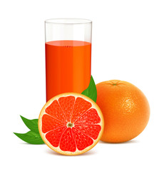 Fresh grapefruits with juice