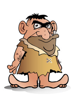cave man wearing leather cloth