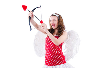 Woman with bow in valentine concept
