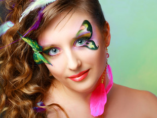 Naklejka premium Young model beauty women