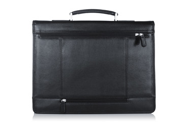 Black leather briefcase isolated on the white