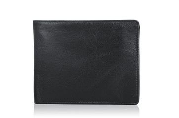 Leather wallet isolated on the white