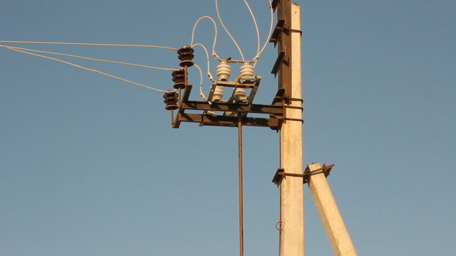 Low-voltage power line. Wires, insulators 