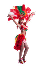 Attractive samba dancer posing in studio