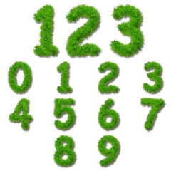 Conceptual set of green grass eco font isolated