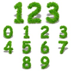 Conceptual set of green grass eco font isolated