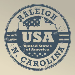 Grunge rubber stamp with name of North Carolina, Raleigh, vector