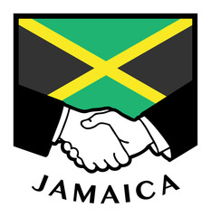 Jamaica flag and business handshake, vector illustration