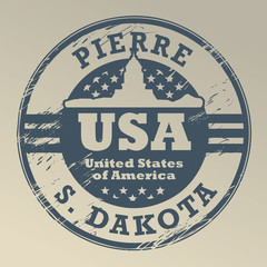 Stamp with name of South Dakota, Pierre, vector