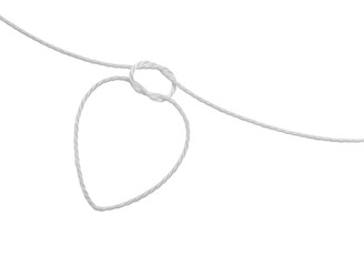 rope knot in the form of heart on white background