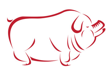 Vector image of an pig on white background