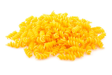 Italian pasta spiral isolated on white background, food