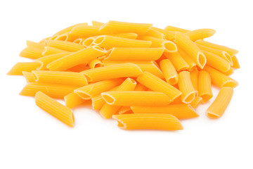 Italian pasta tube isolated on white background, food