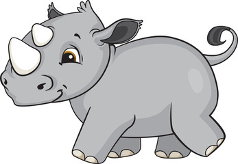 Cute cartoon baby rhino from Africa