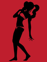 Fototapeta na wymiar Bikini silhouette on red background