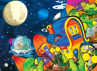 Stickers pour porte Cosmos Le thème des extraterrestres - ovni - pour les enfants