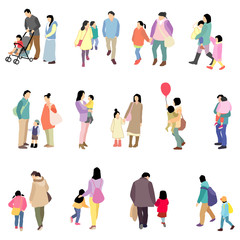 親子のポーズ線画