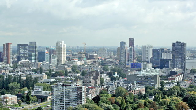Arial panorama of Rotterdam, Holland