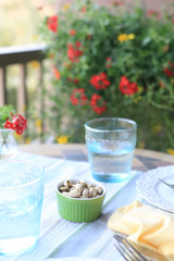 テラスのテーブル