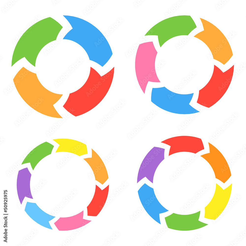 Wall mural color circle arrows set. vector