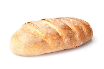 Abwaschbare Fototapete Bäckerei einzelnes französisches Laibbrot lokalisiert auf weißem Hintergrund