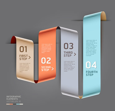 Abstract step up options ribbon style. Vector illustration.