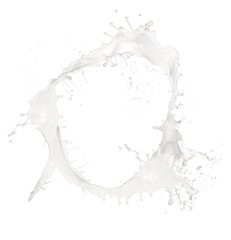 Milk splashes circle, isolated on white background