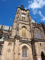 Fototapeta na wymiar Tower of St Vitus cathedral, Prague, Czech Republic
