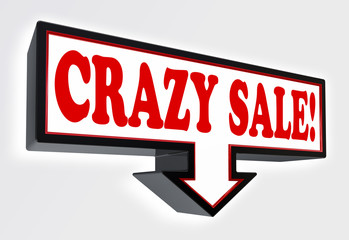 crazy sale red and black arrow sign