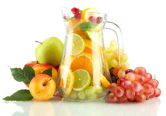 transparent jar with exotic  fruits, isolated on white